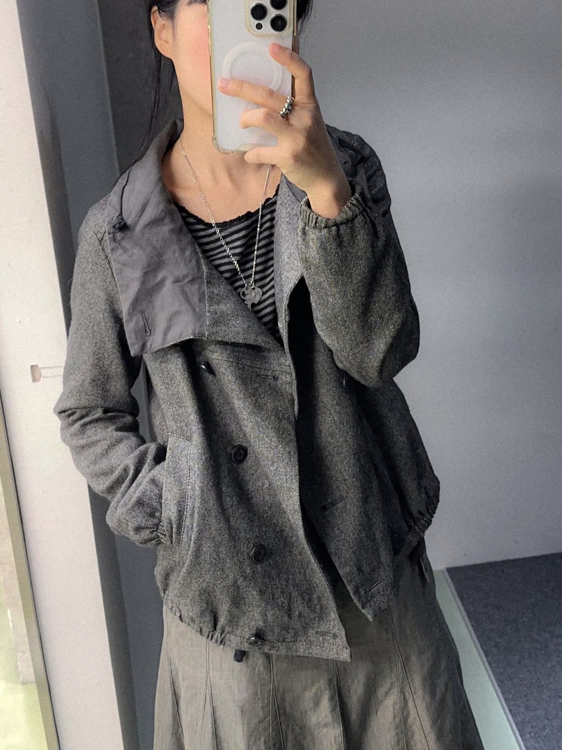 charcoal cowl neck jacket 상품이미지4