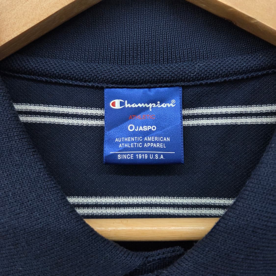 챔피온 스트라이프 반팔 카라티 네이비 남m 상품이미지4