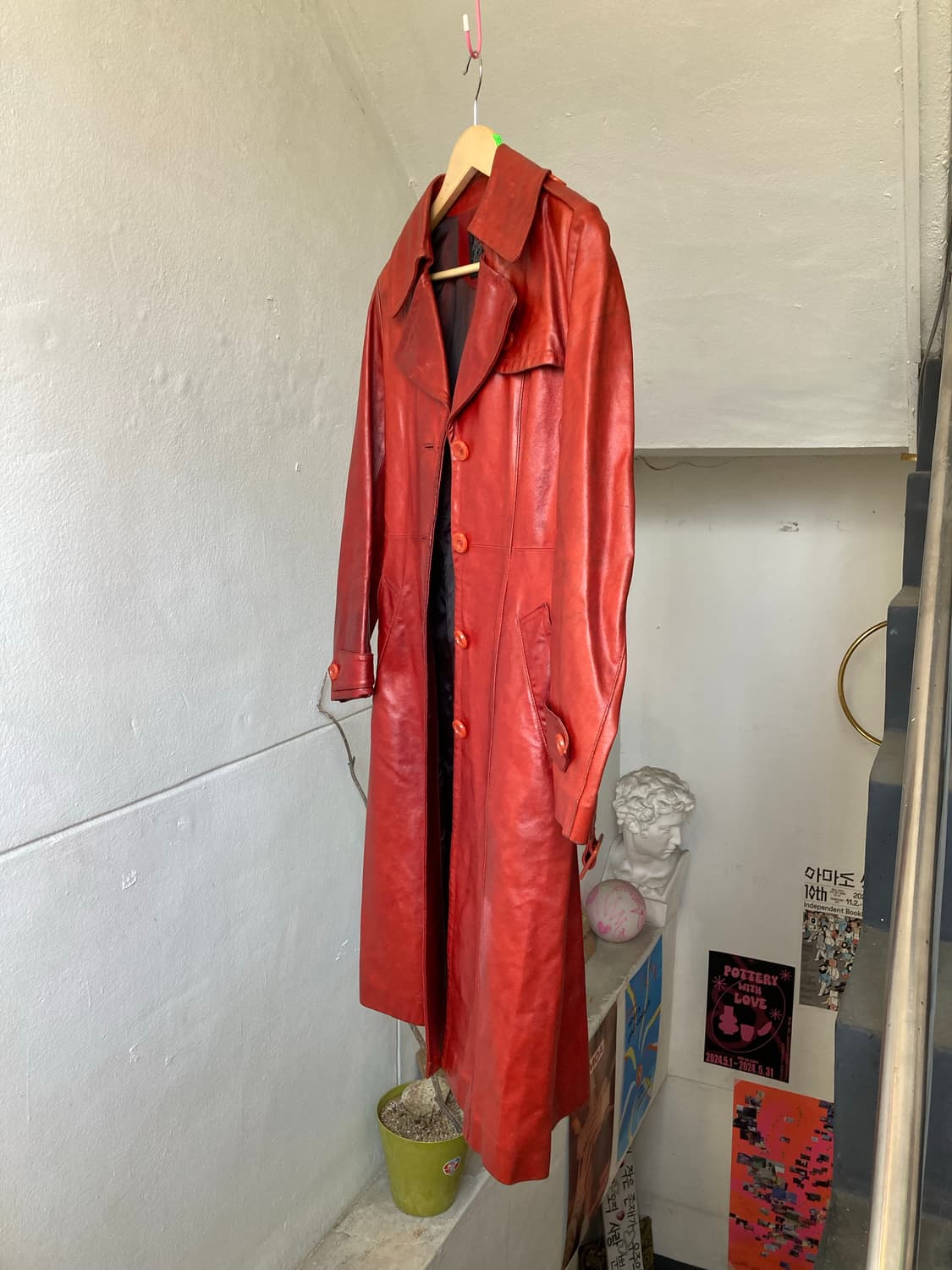 리얼 레더 버건디 브릭 코트 상품이미지4