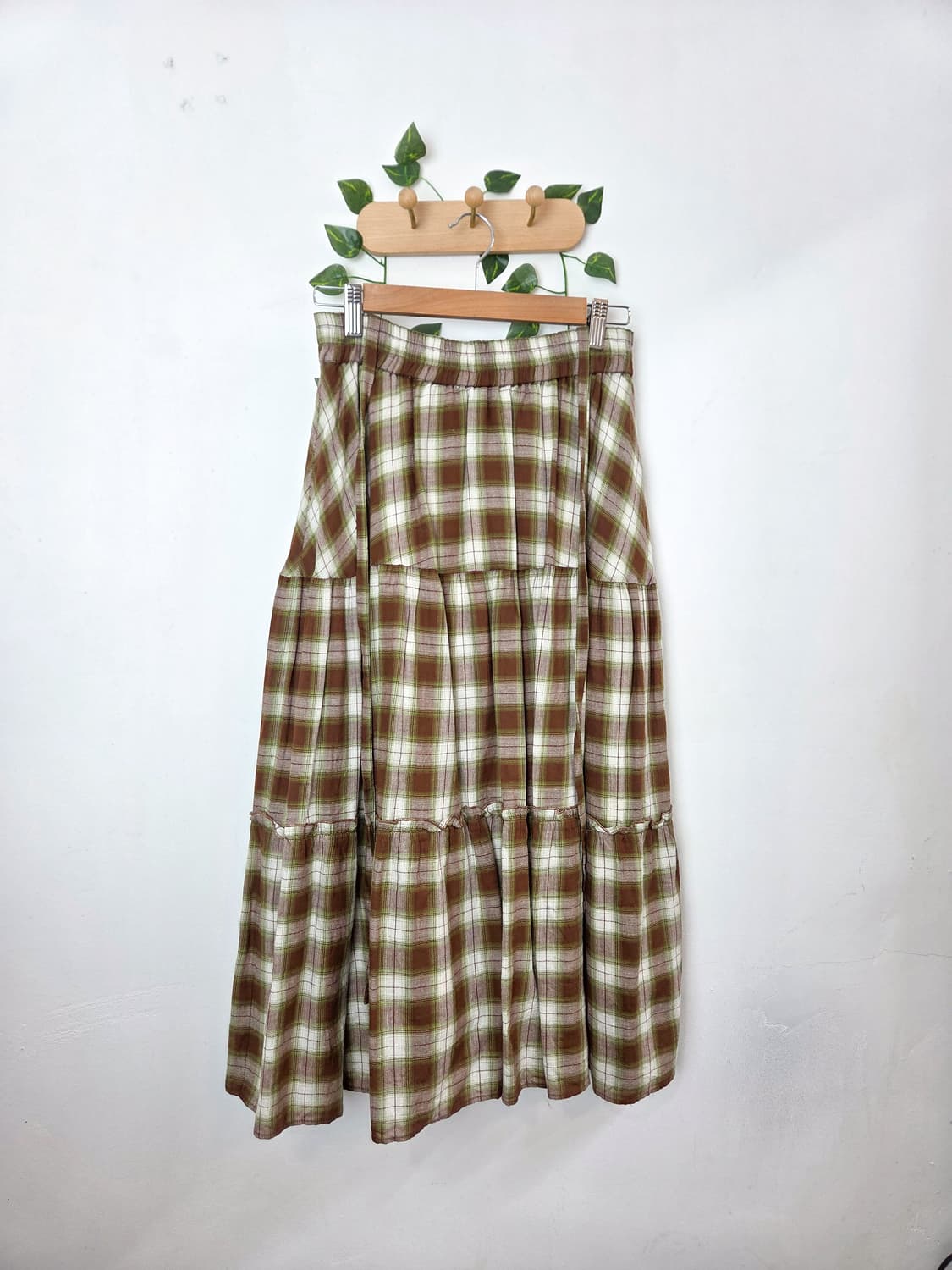 말차초코 체크 캉캉 롱스커트 상품이미지1