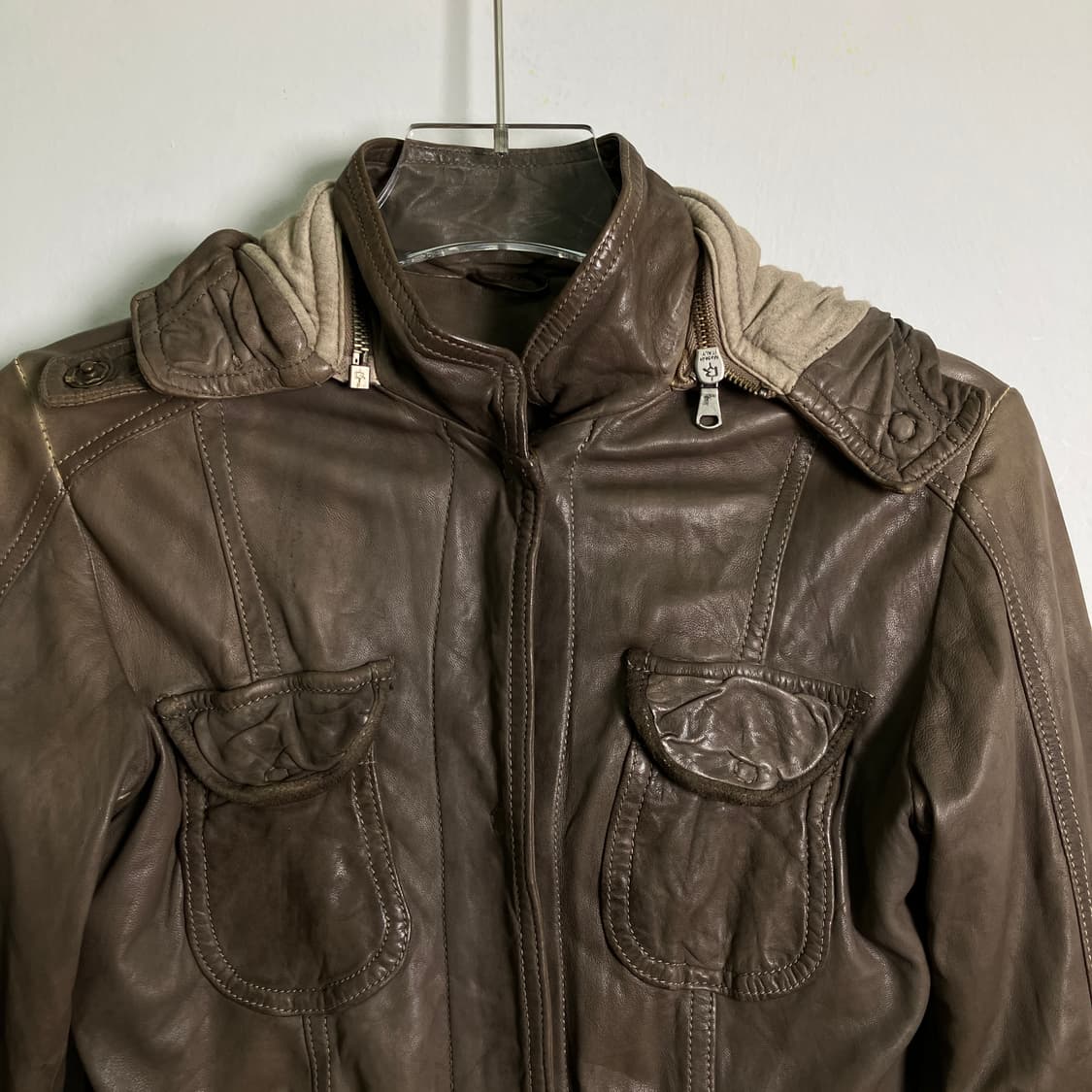 조르지오 브라토 후드 가죽 자켓 상품이미지3