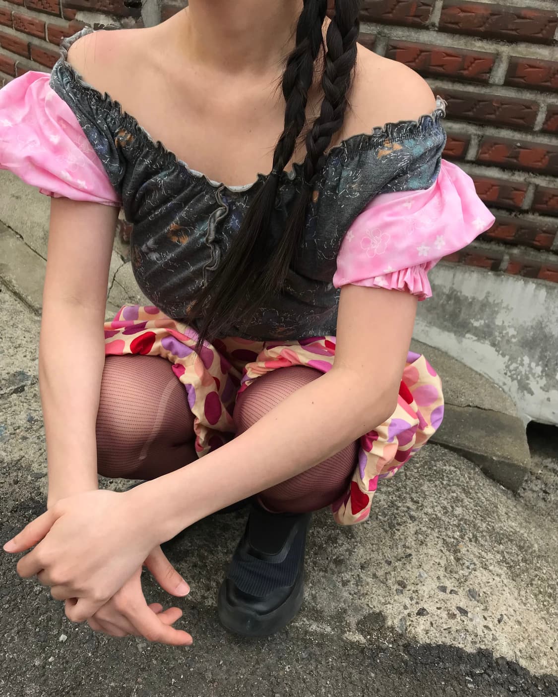 vintage pattern puff top 상품이미지3