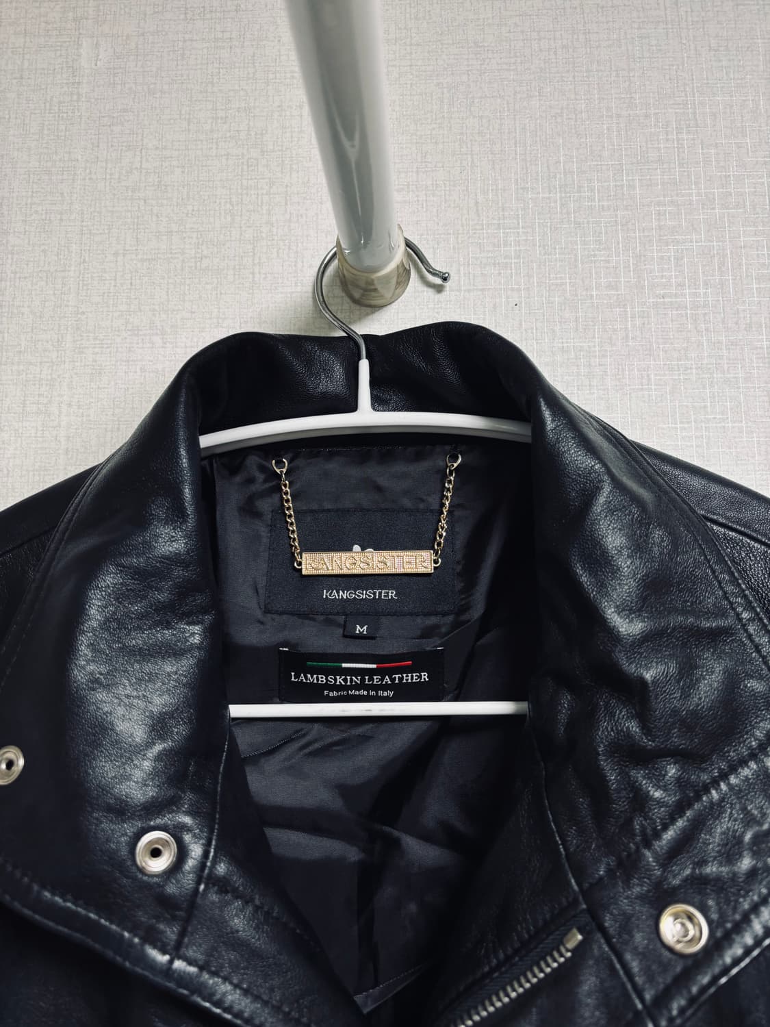 강자매 이탈리안 램스킨 오버핏 레더 블루종 자켓 상품이미지4