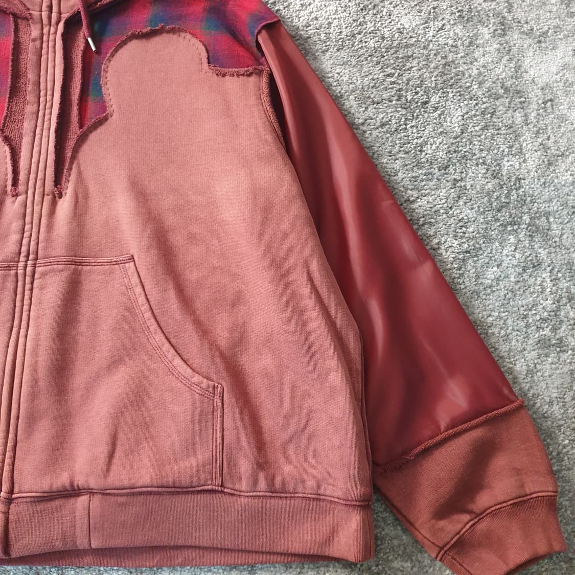 플란넬 배색 후드 집업 상품이미지6