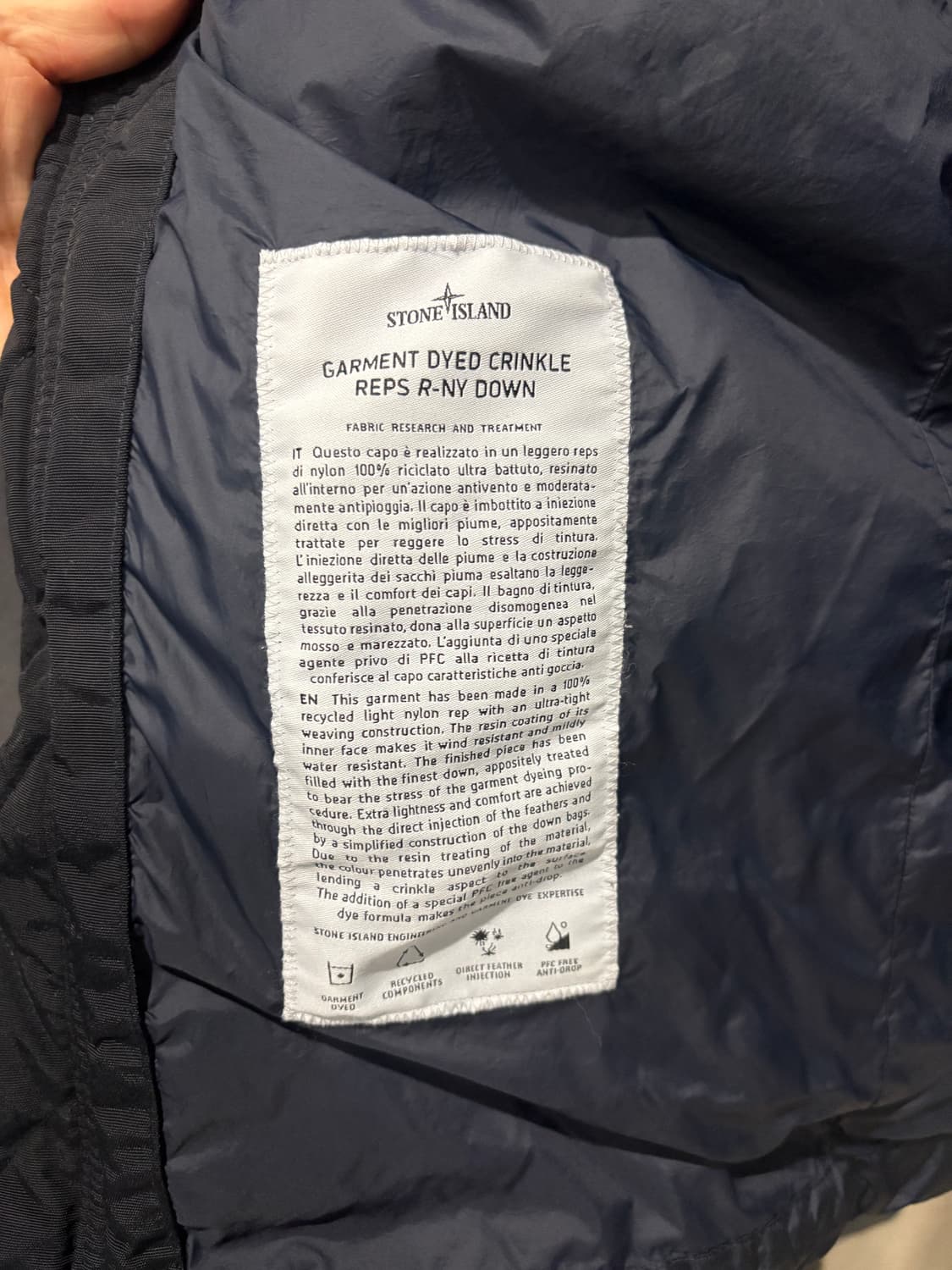[풀구성/매장정품]24FW스톤아일랜드 크링클랩스 후드 다운자켓 M 네이비 상품이미지8