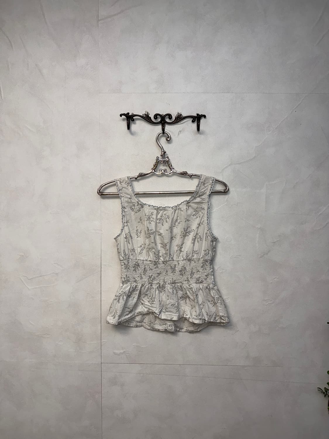 Ivory blue lace floral button sleeveless 상품이미지3