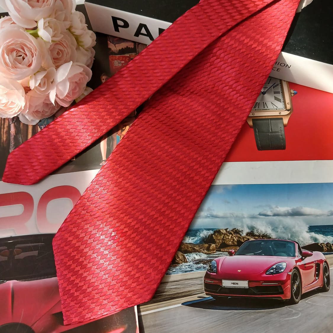 지안프랑코 페레 실크 레드 패턴 넥타이 9.8cm A등급 A18934
 상품이미지3