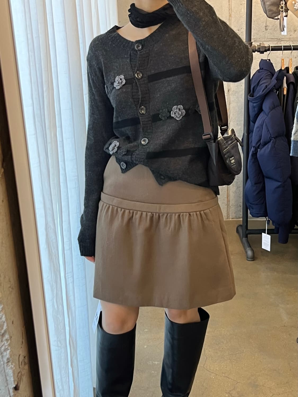 플라워 장식 가디건 그레이 상품이미지5