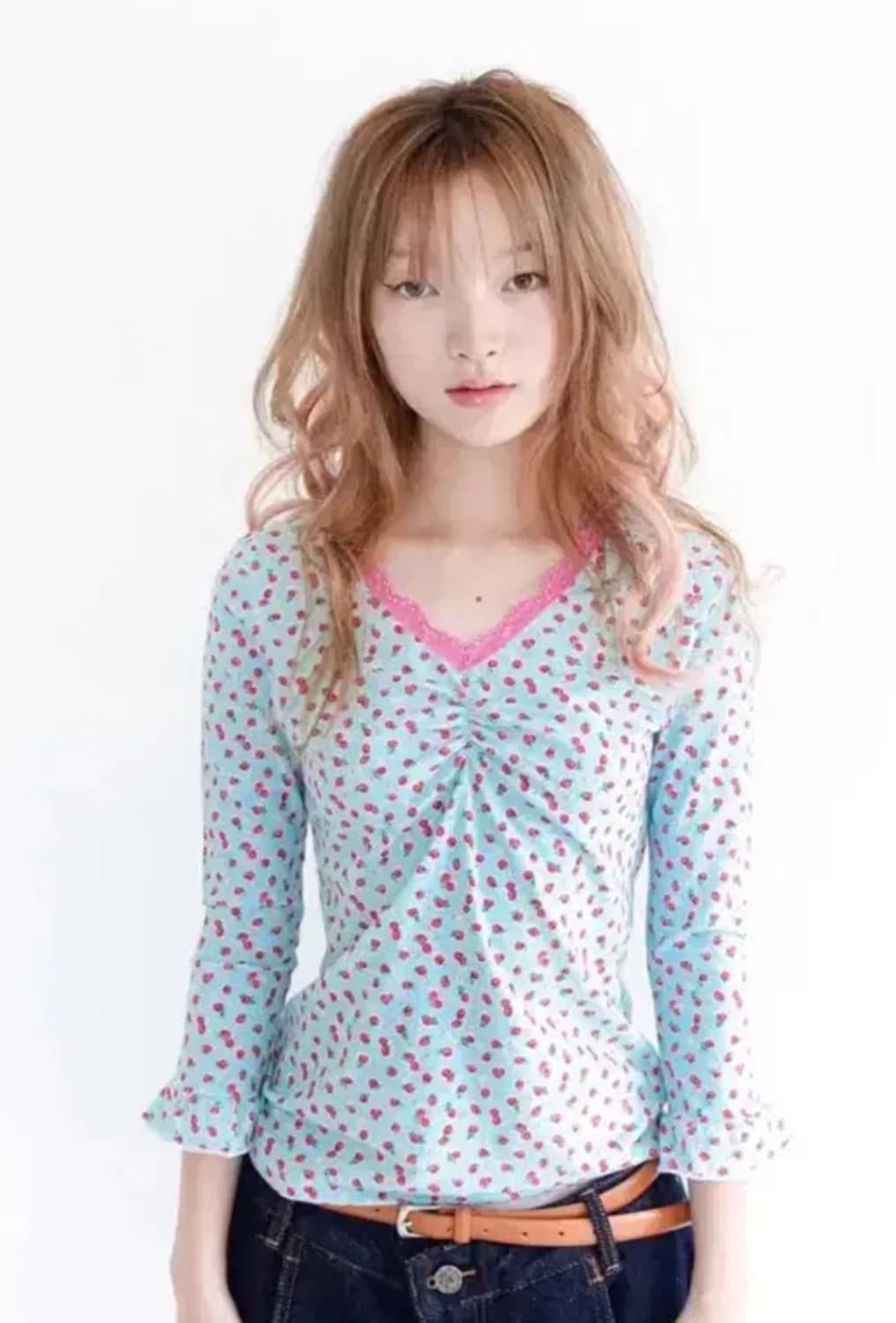 새상품 택O) 샵페어리 스트로베리 레이스 탑 민트 상품이미지1