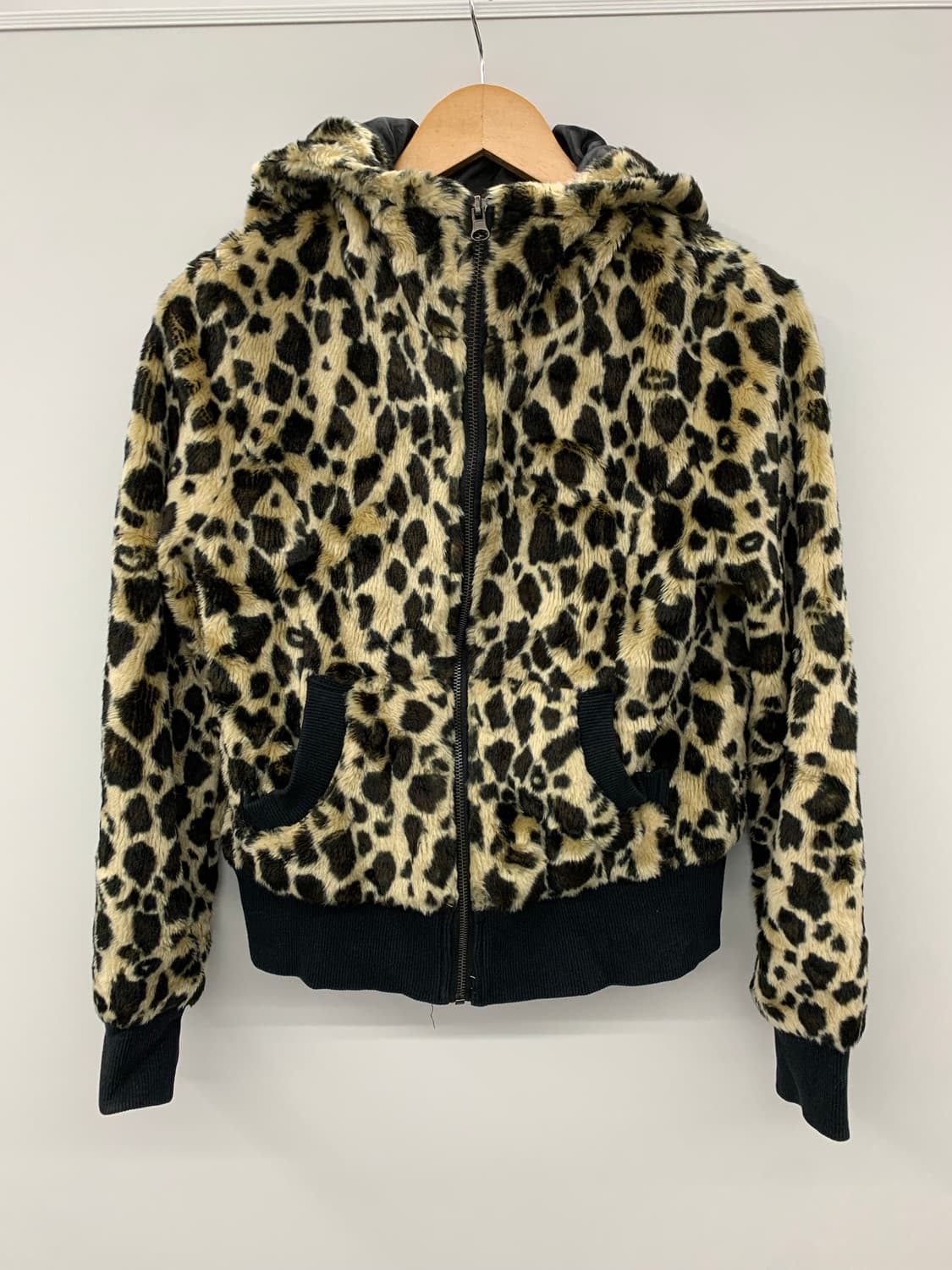 레오파드 퍼 후드 자켓 상품이미지4