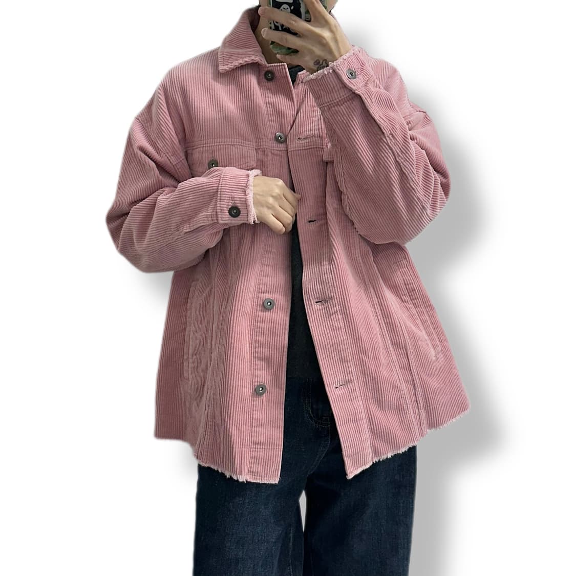자라 ZARA 코듀로이 트러커 자켓 핑크 상품이미지2