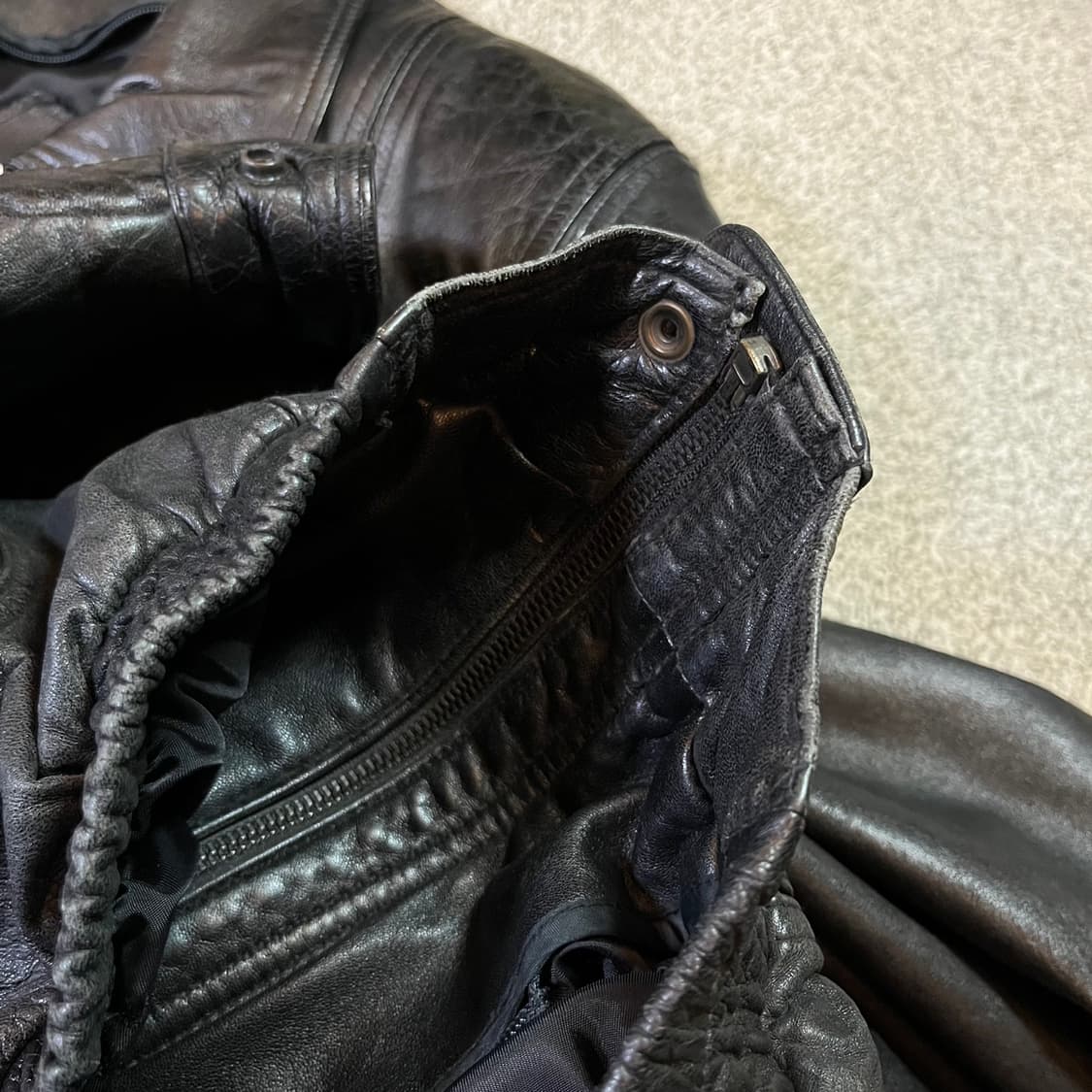 Vintage 빈티지 양가죽 커브드 라인 봄버자켓 상품이미지6