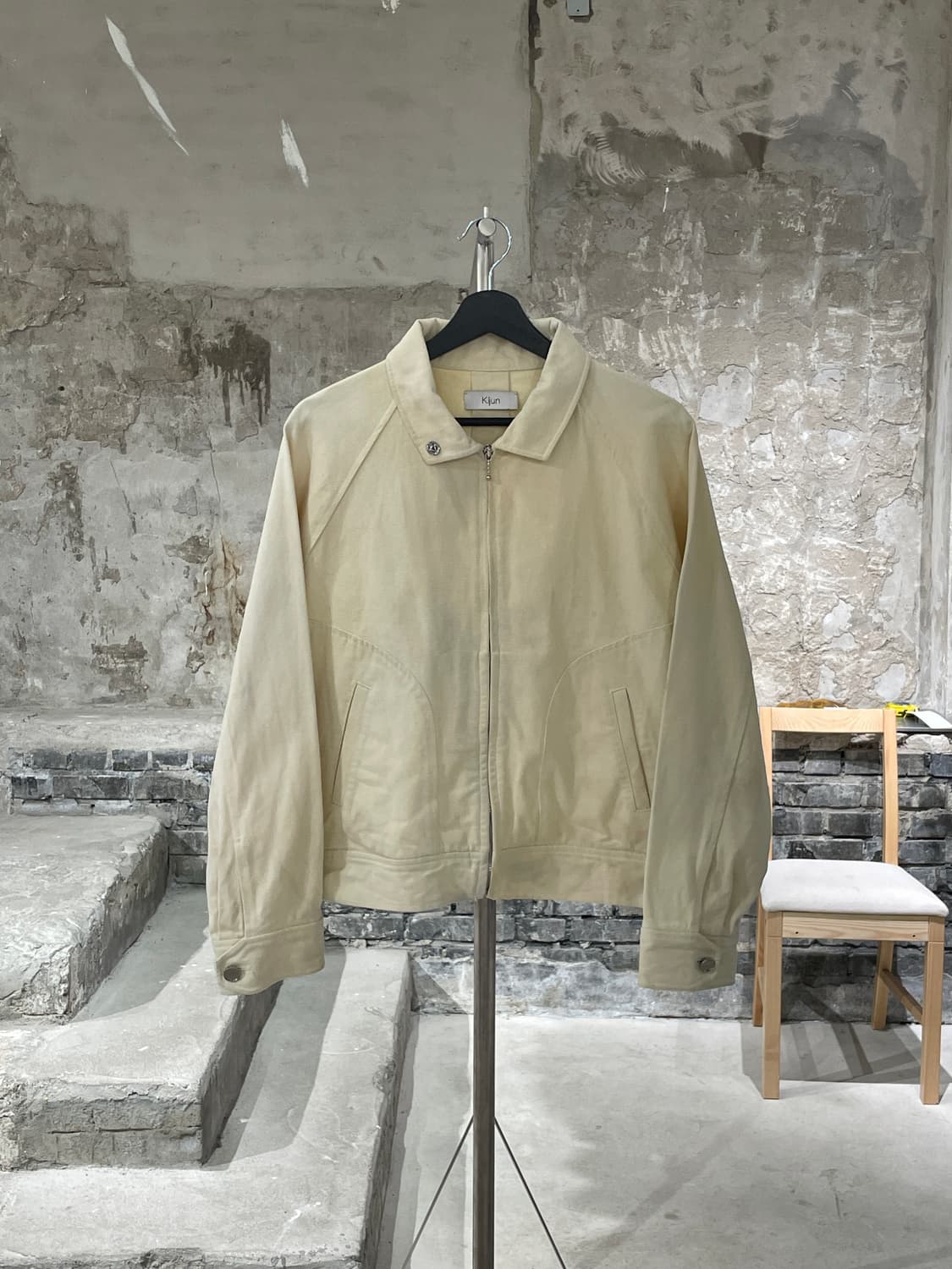 기준 크림 집업 크롭 블루종 자켓 상품이미지1