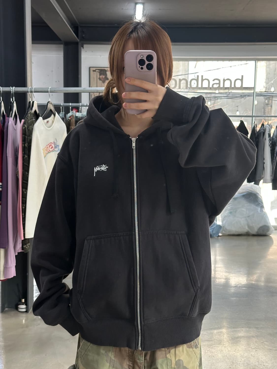 스투시 베이직 후드집업 블랙 상품이미지1