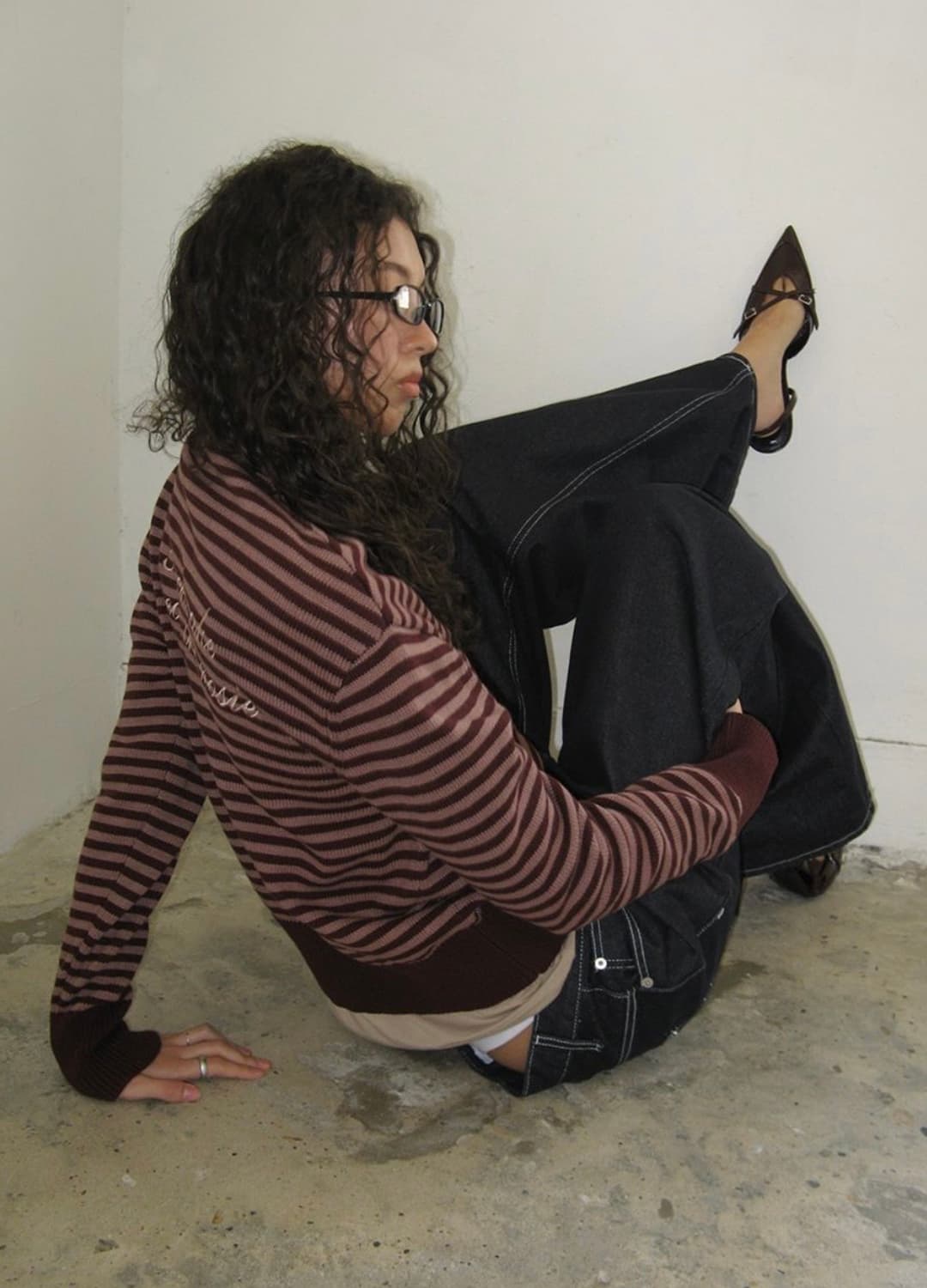 락케이크 stripe logo knit cardigan 상품이미지3