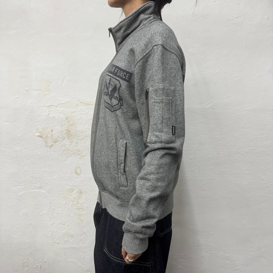 아비렉스(AVIREX) 멜란지 USAF 폴리에스터 하이넥 스웨트 집업 상품이미지3