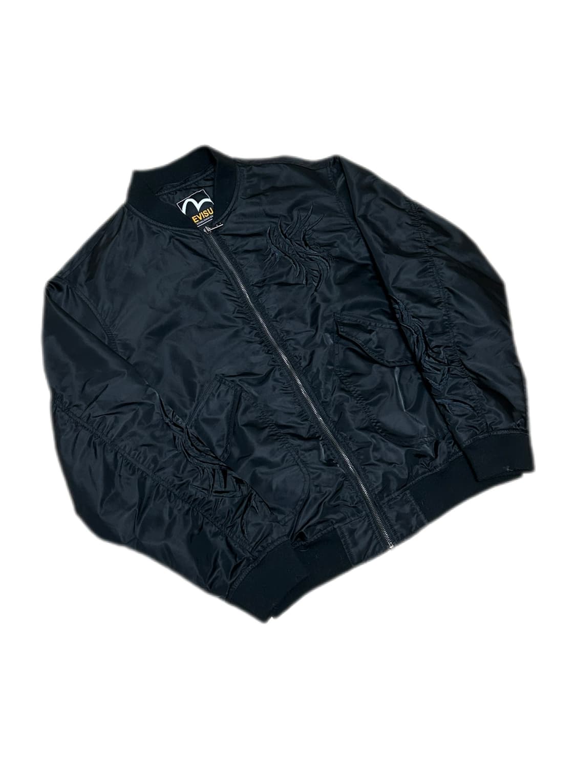 에비수 블랙 자수 붐버 바람막이 자켓 상품이미지1