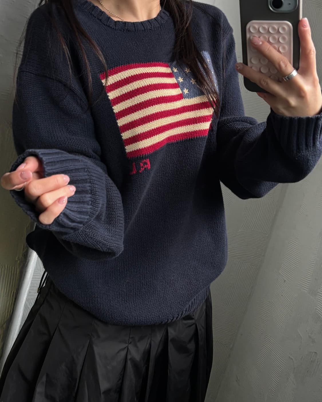 Polo 폴로 랄프로렌 신형 성조기자수 네이비컬러 크루넥 니트 상품이미지7