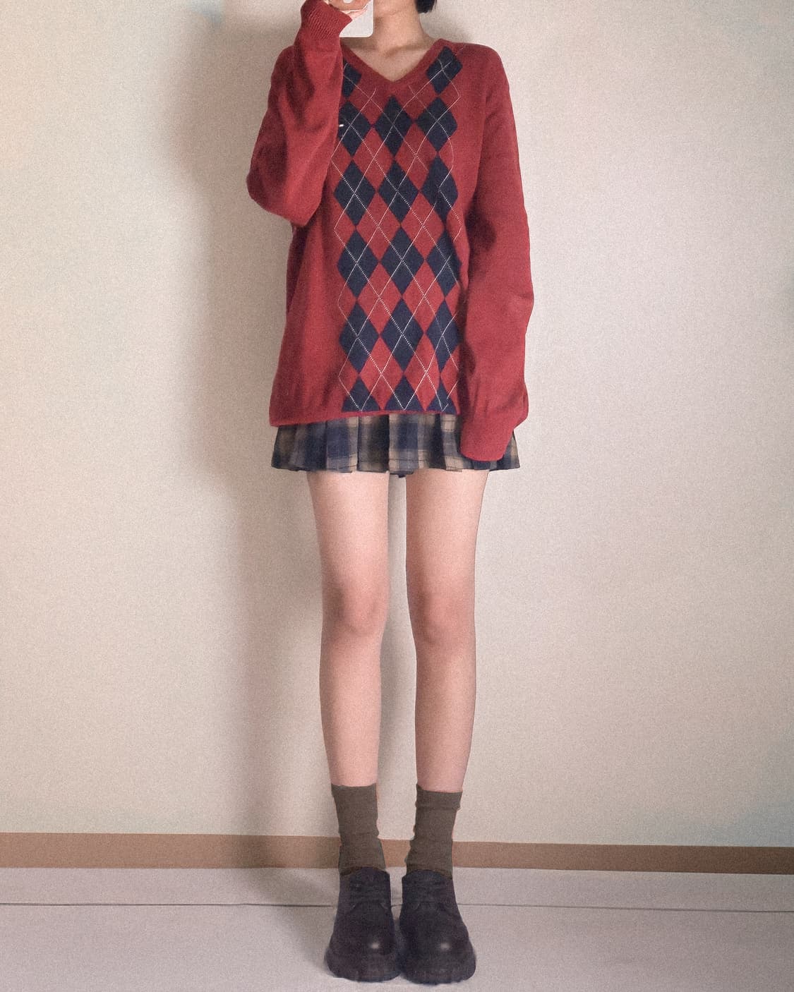 타미힐피거 클래식 아가일 브이넥 니트 상품이미지1