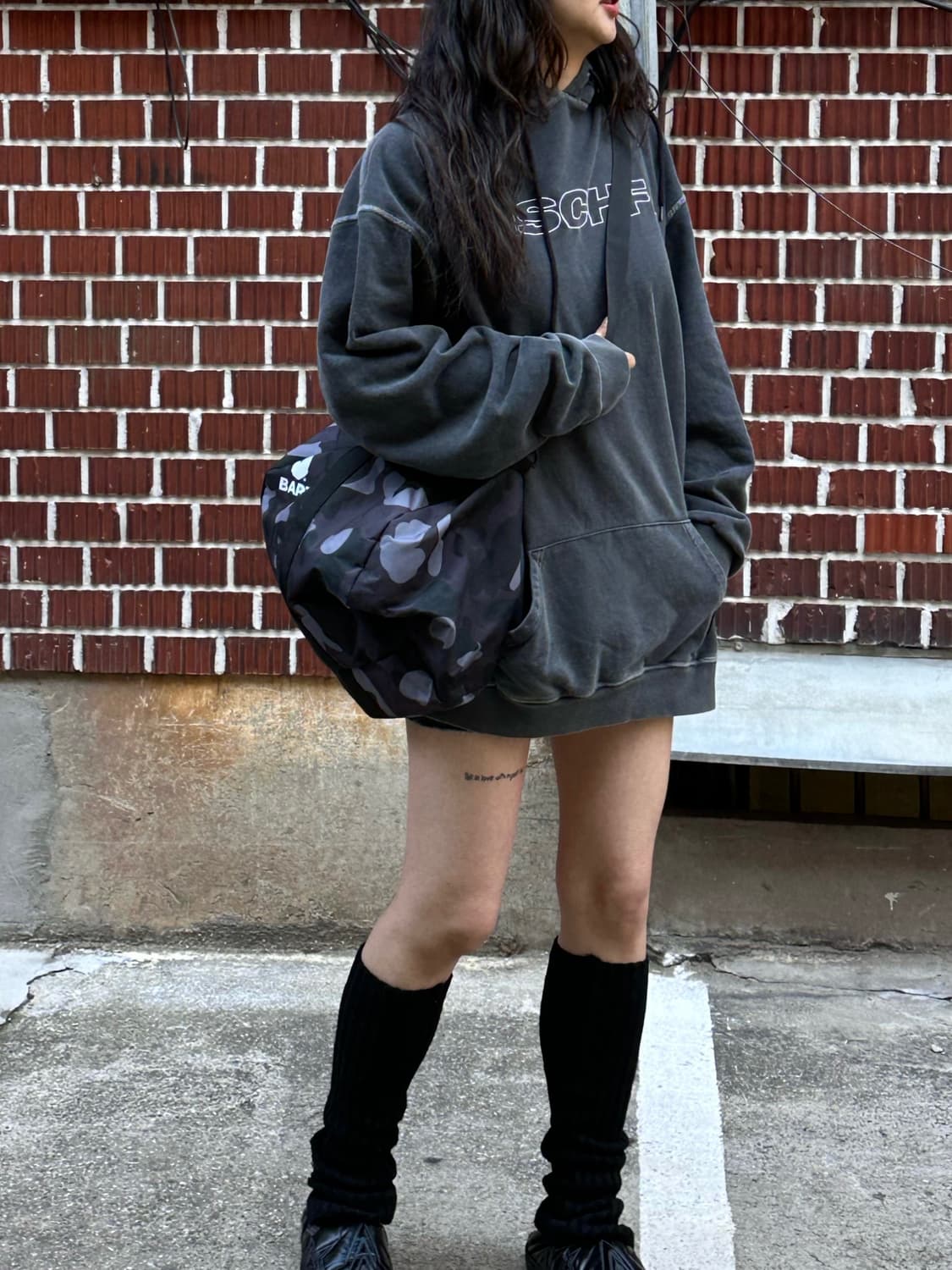 노스페이스 점퍼 미스치프 후드티 마뗑킴 스커트 코디세트 상품이미지5