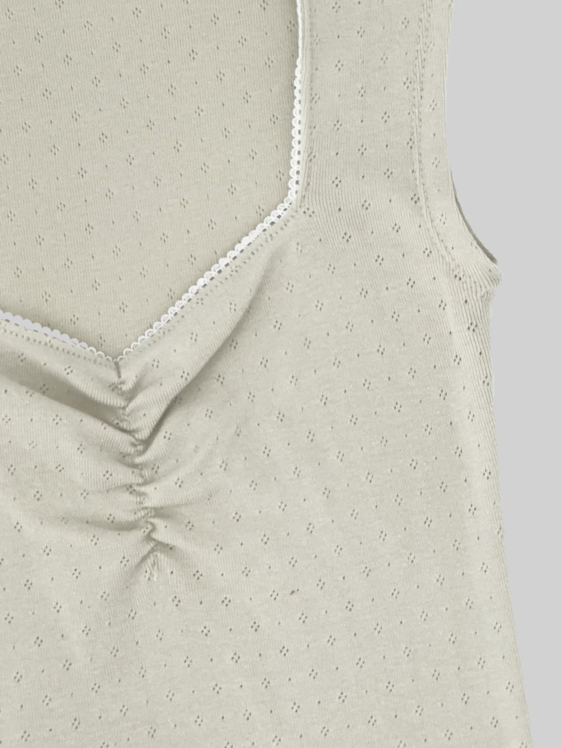 포트레이트서울 레이스 트리밍 스퀘어넥 슬림 핏 티셔츠 그린 상품이미지3