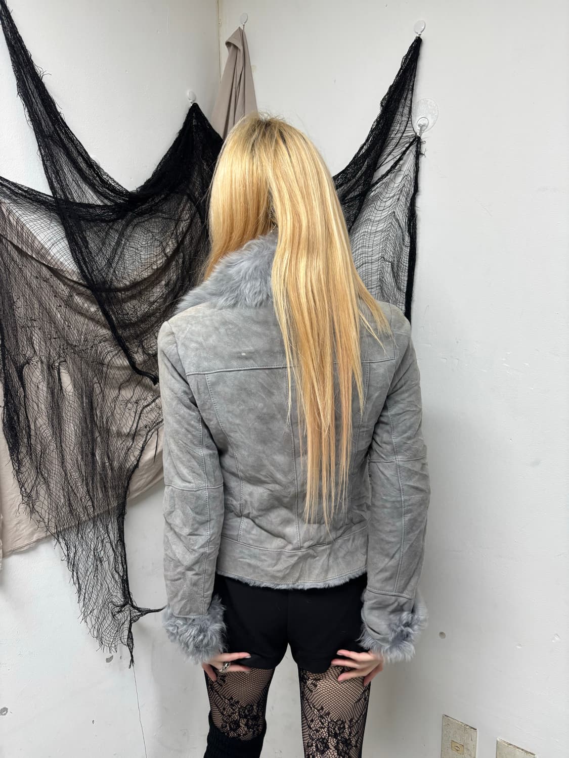 Y2K Grey Fur Trimming Jacket 상품이미지4