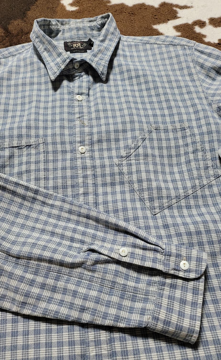 RRL 연블루 체크 남방 (XL) 상품이미지5