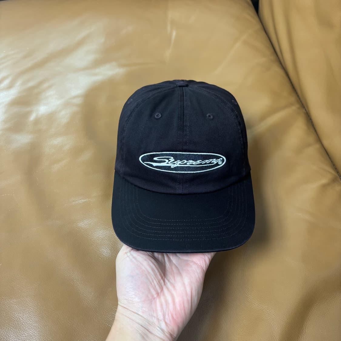 Supreme 슈프림 23ss 오발 워시드 블랙 6패널 볼캡 모자 상품이미지2