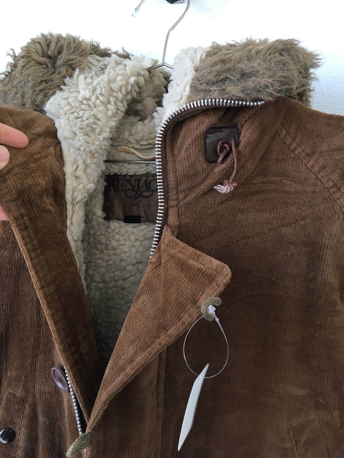 Fake fur hood corduroy jacket 상품이미지5