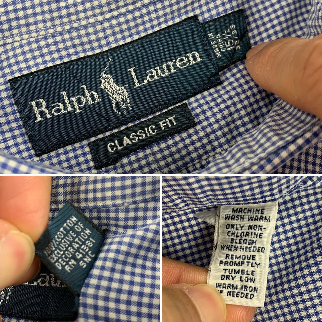 폴로 랄프로렌 포니로고 클래식핏 네이비 깅엄체크 셔츠 상품이미지6