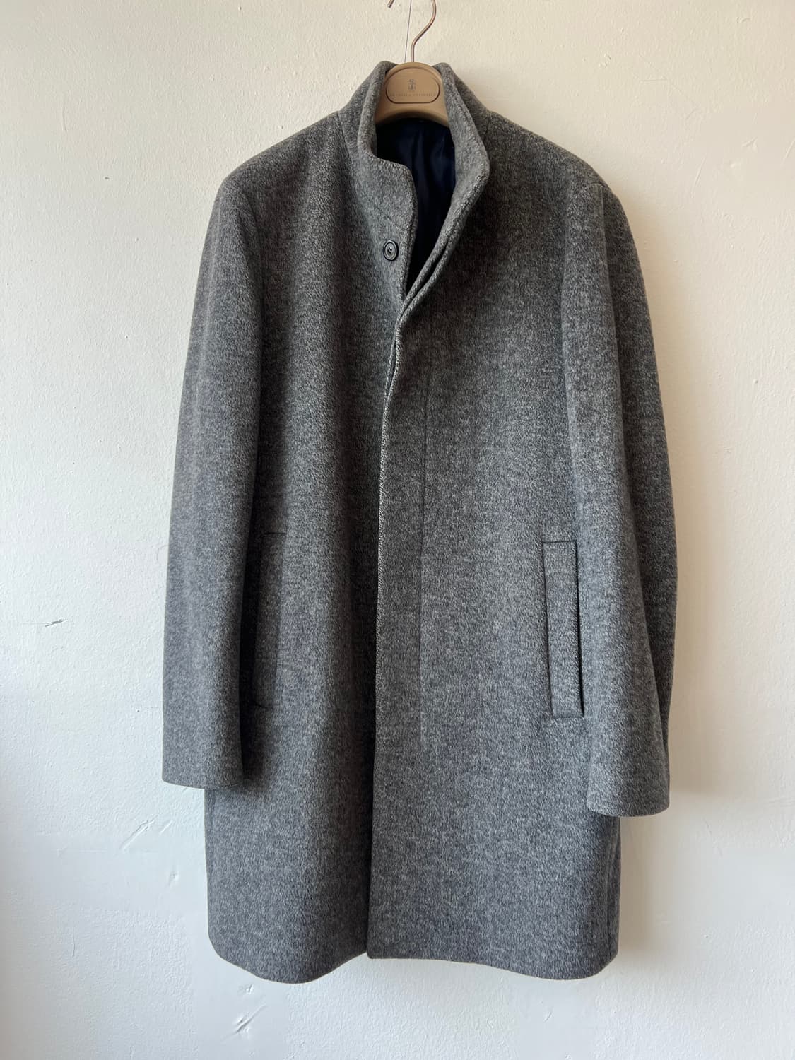솔리드옴므 남성 그레이 울캐시미어코트 싱글하프코트 상품이미지2