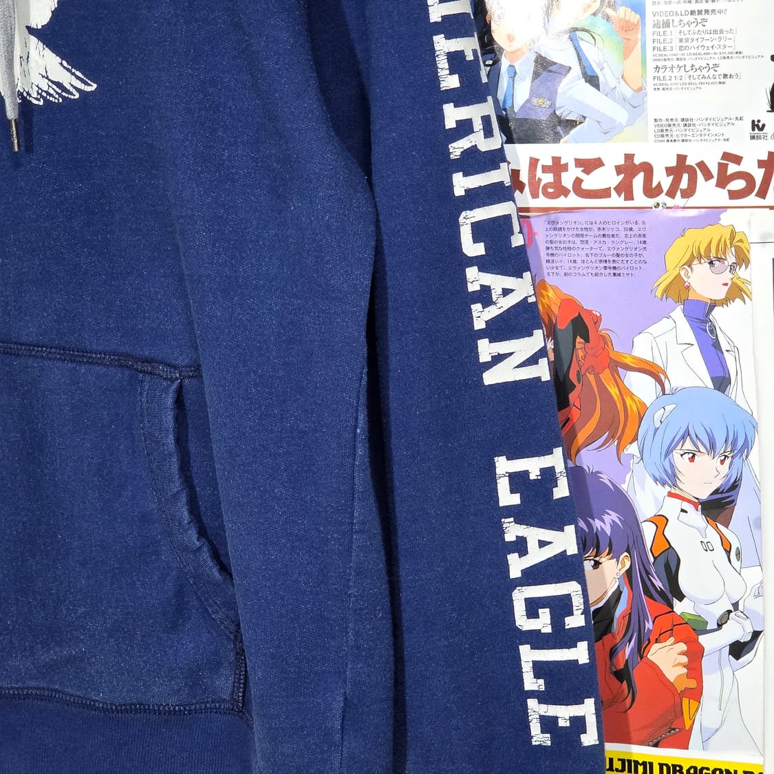 아메리칸 이글 네이비 프린팅 오버록 후드티 상품이미지4