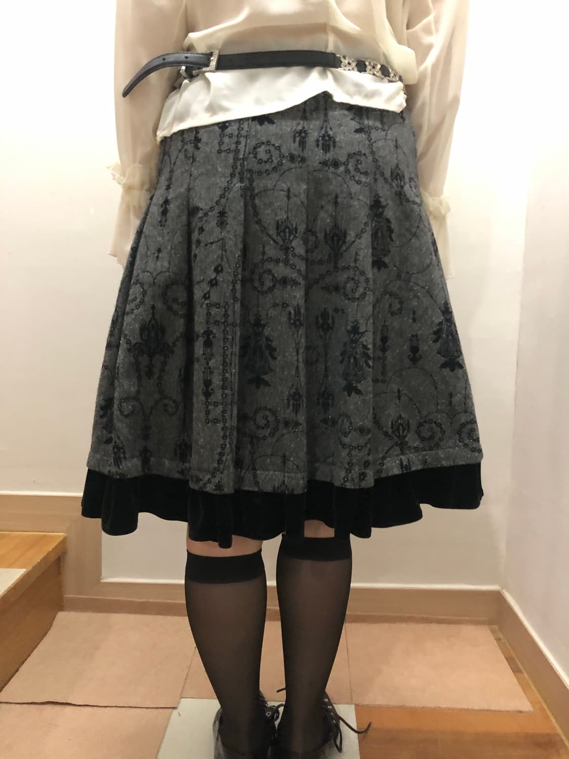 빈티지 그레이 오리엔탈 미디 스커트 상품이미지9