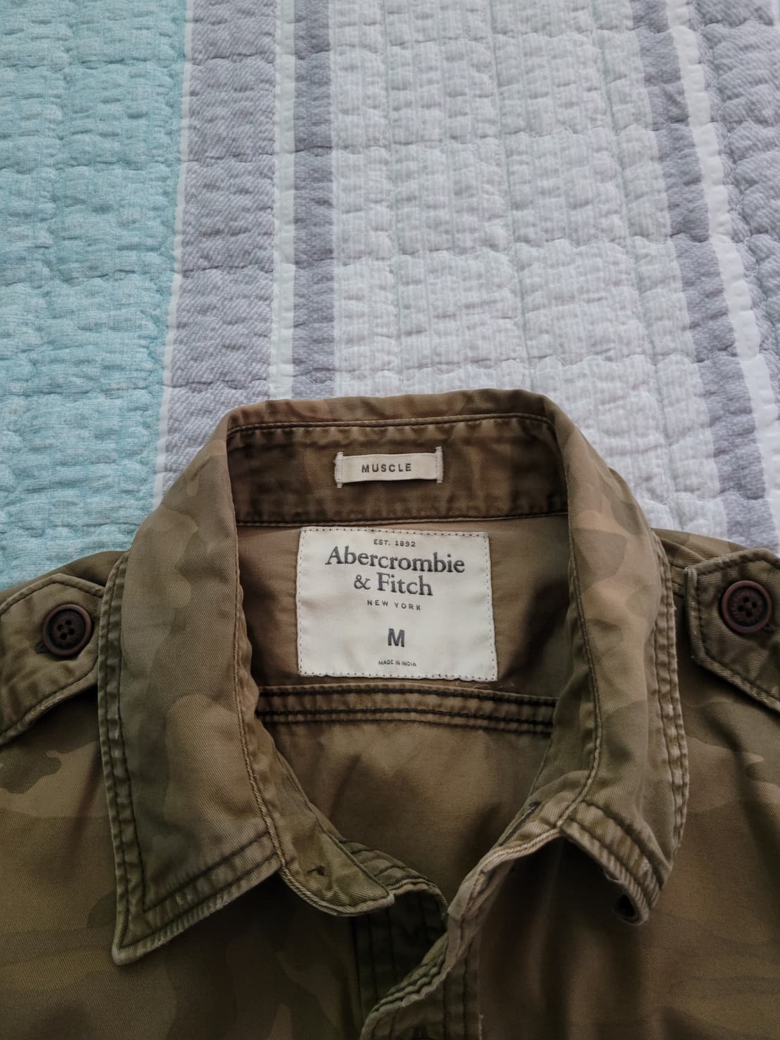 아베크롬비 Abercrombie 빈티지 카모플라쥬 밀리터리 셔츠 M 95 상품이미지3