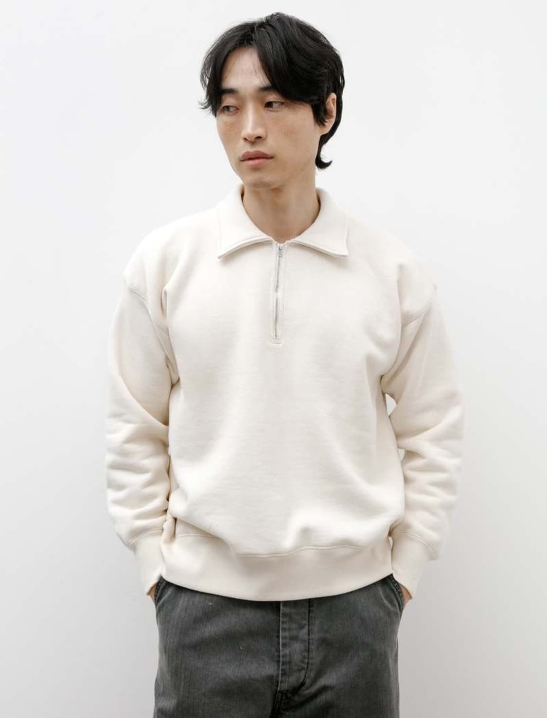 타이가 타카하시 LOT 611 하프 집업 스웨트 셔츠 아이보리 상품이미지7