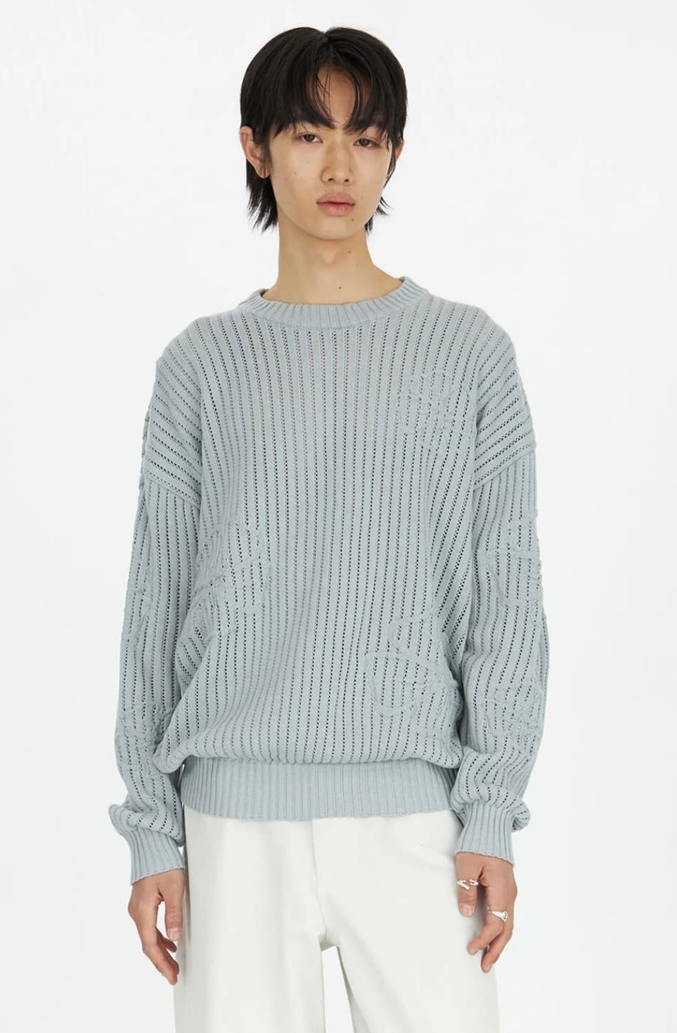 유스 youth 플라워 크루넥 니트 블루 M 상품이미지1