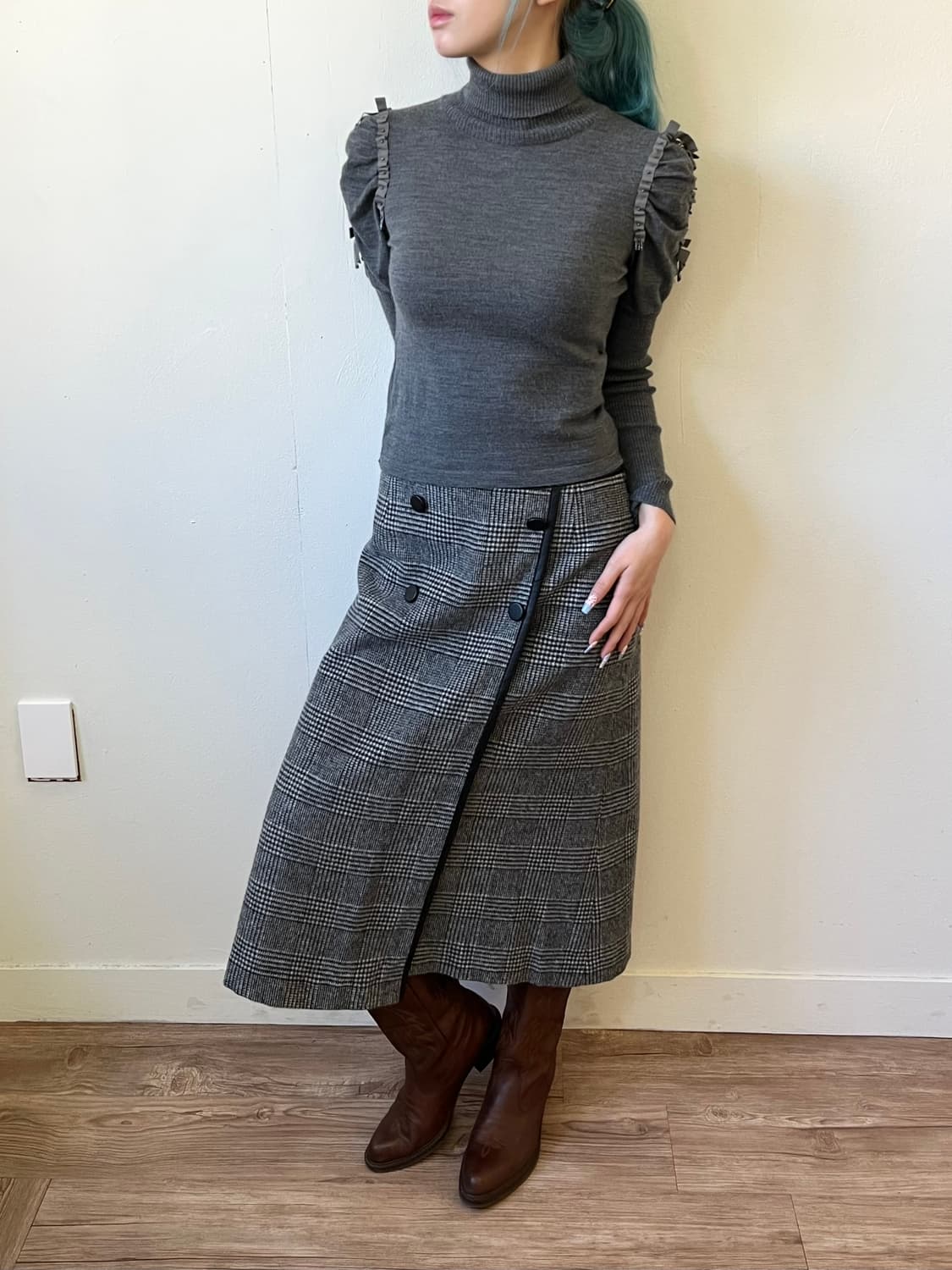 SATOKOfSTYLE 로브 셔링 터틀넥 상품이미지5