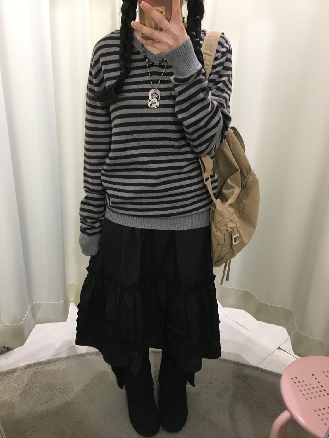 Back number brown stripe knit  상품이미지2