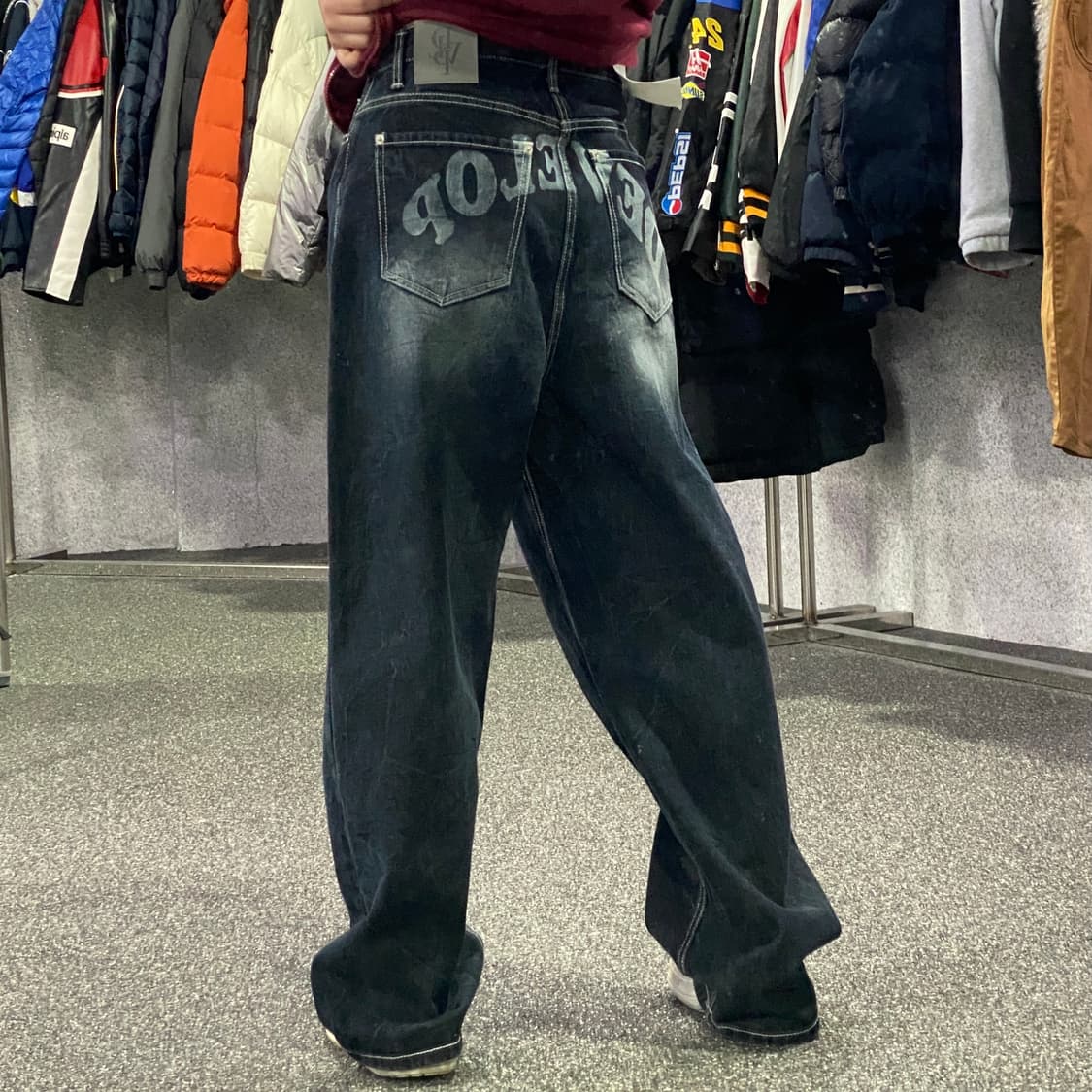 빈티지 디벨롭 힙 레터링 워싱 데님 팬츠 B3626 상품이미지2