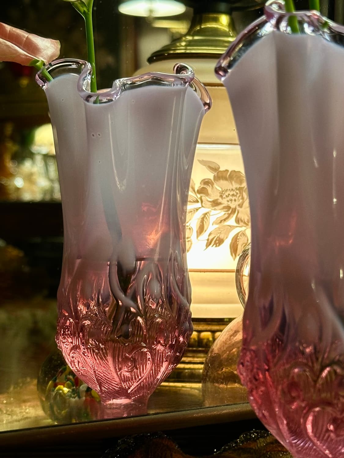 미국 빈티지 펜톤 아트글라스 핑크 오팔레센트 유리 화병 상품이미지4