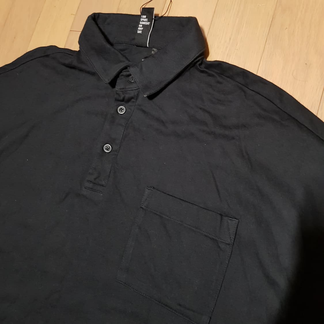 105-110/아디다스 미사용 오버핏 블랙 폴로카라 면반팔셔츠/416-3 상품이미지5