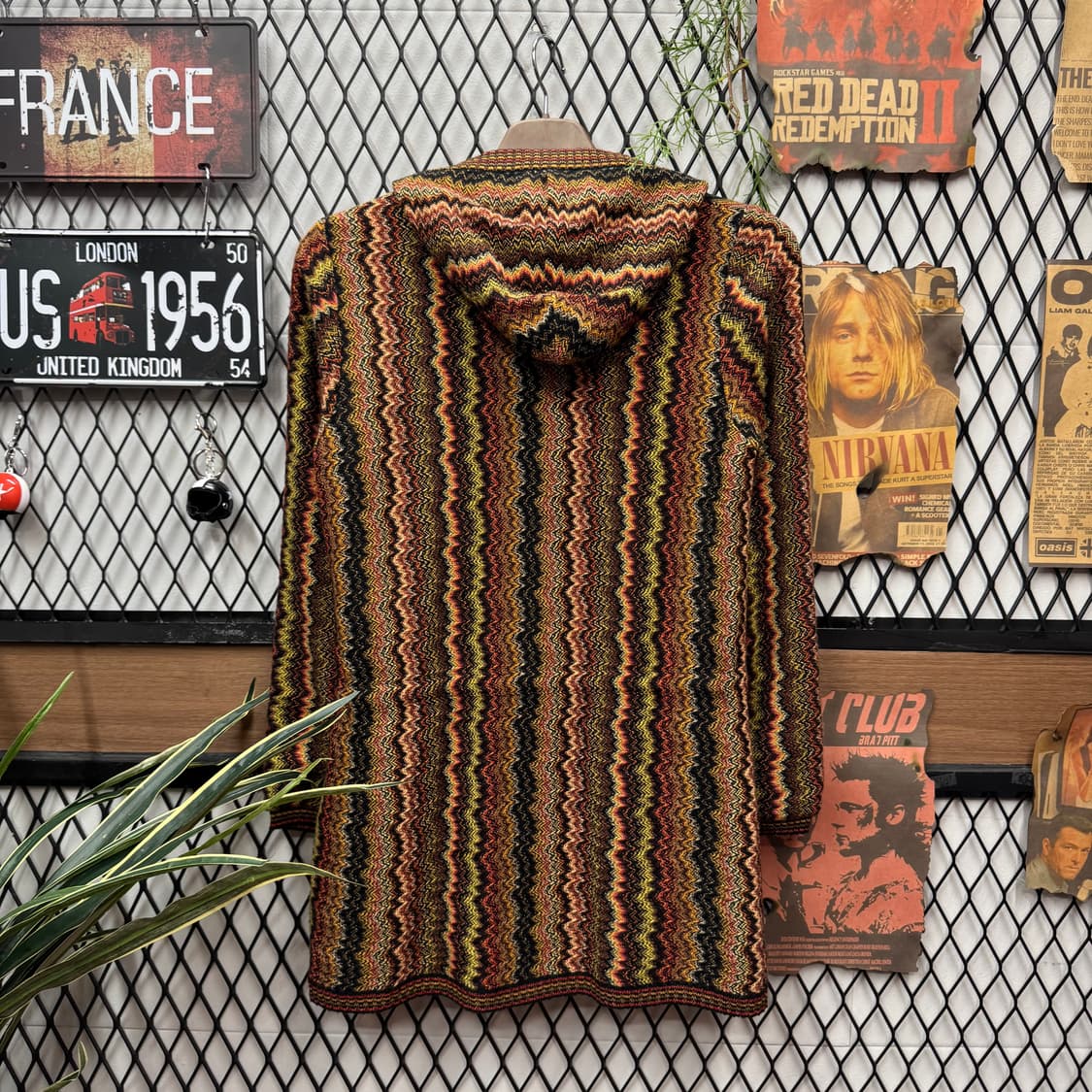 빈티지 니트 후드 롱 가디건 3D 케이블 직조패턴 포인투 주라욱 상품이미지2