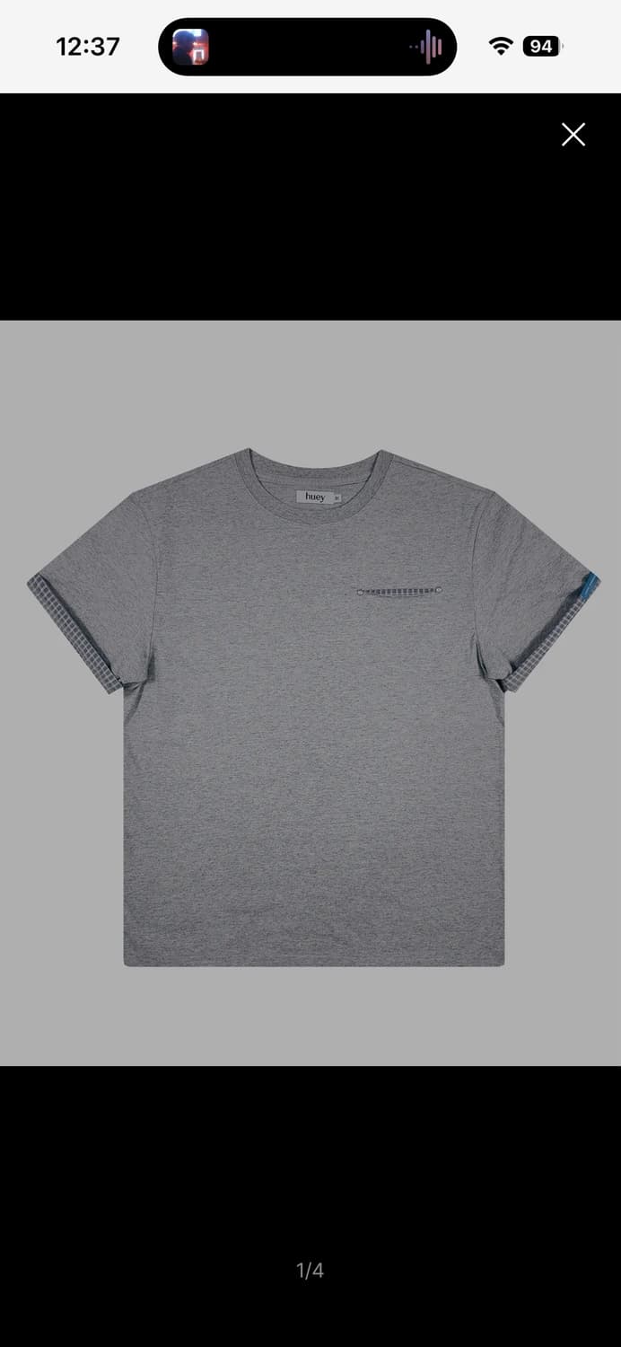 휴이 Check Rollup Tee Grey 상품이미지1