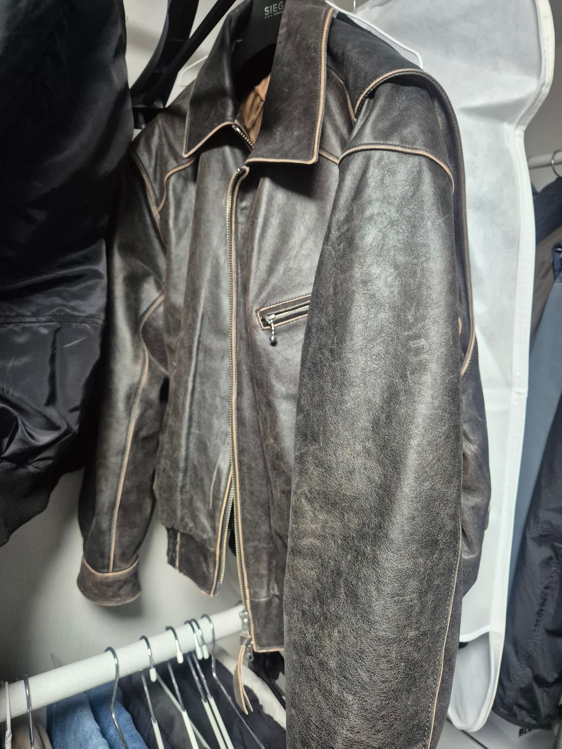 앵글런 레더 자켓 브라운 상품이미지7