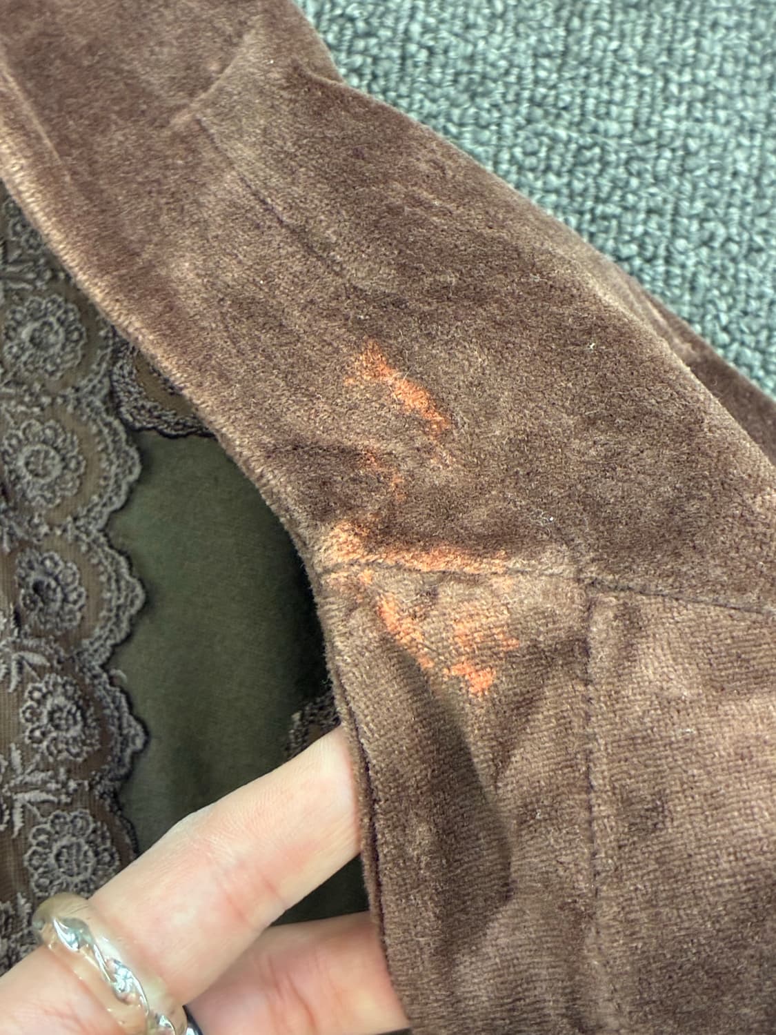 40)Japanese vintage 여성 레이스 디테일 스웨이드 자켓 상품이미지6