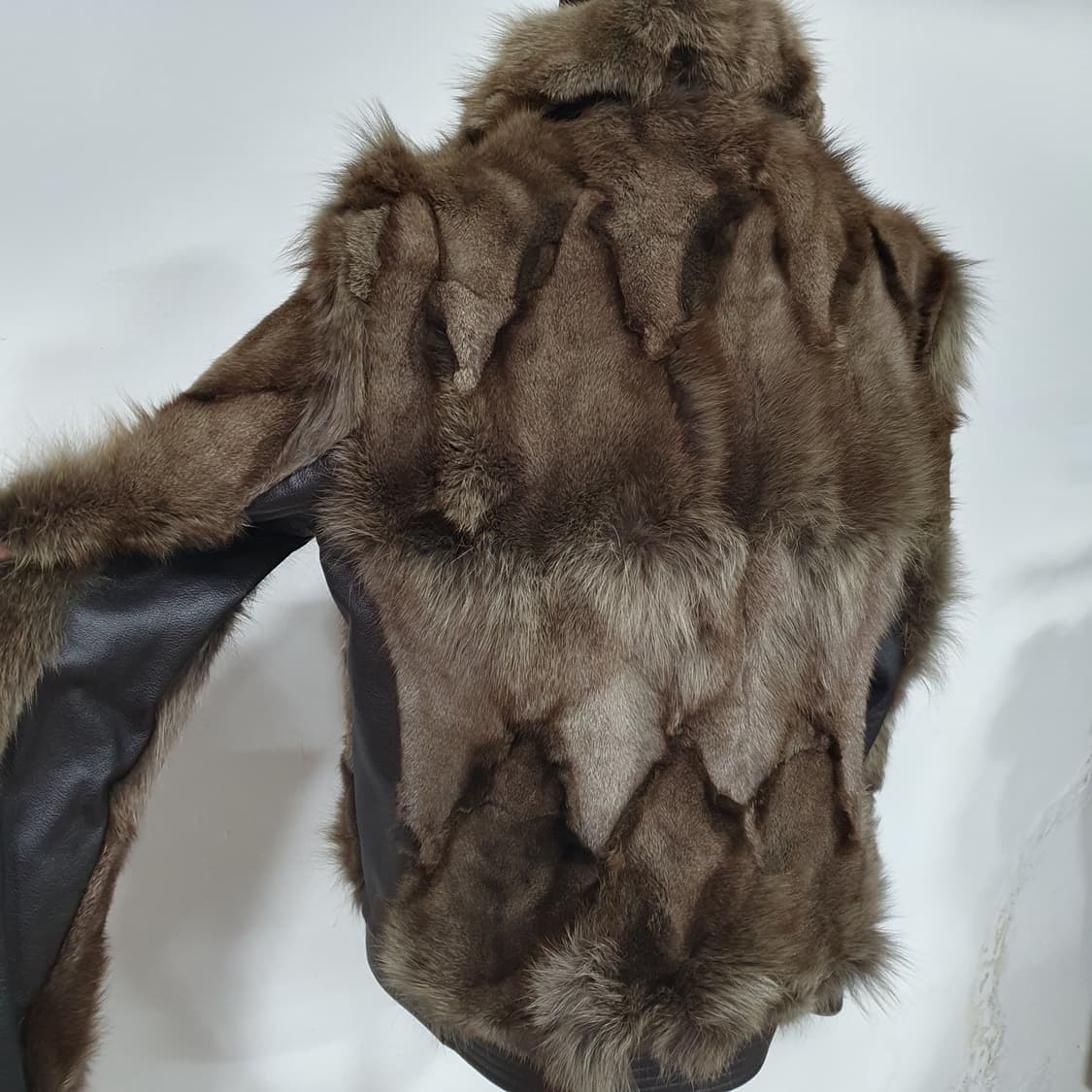 빈티지 y2k 오네갸루 뮤트톤 폭스퍼 램스킨 양가죽 배색 자켓 상품이미지3