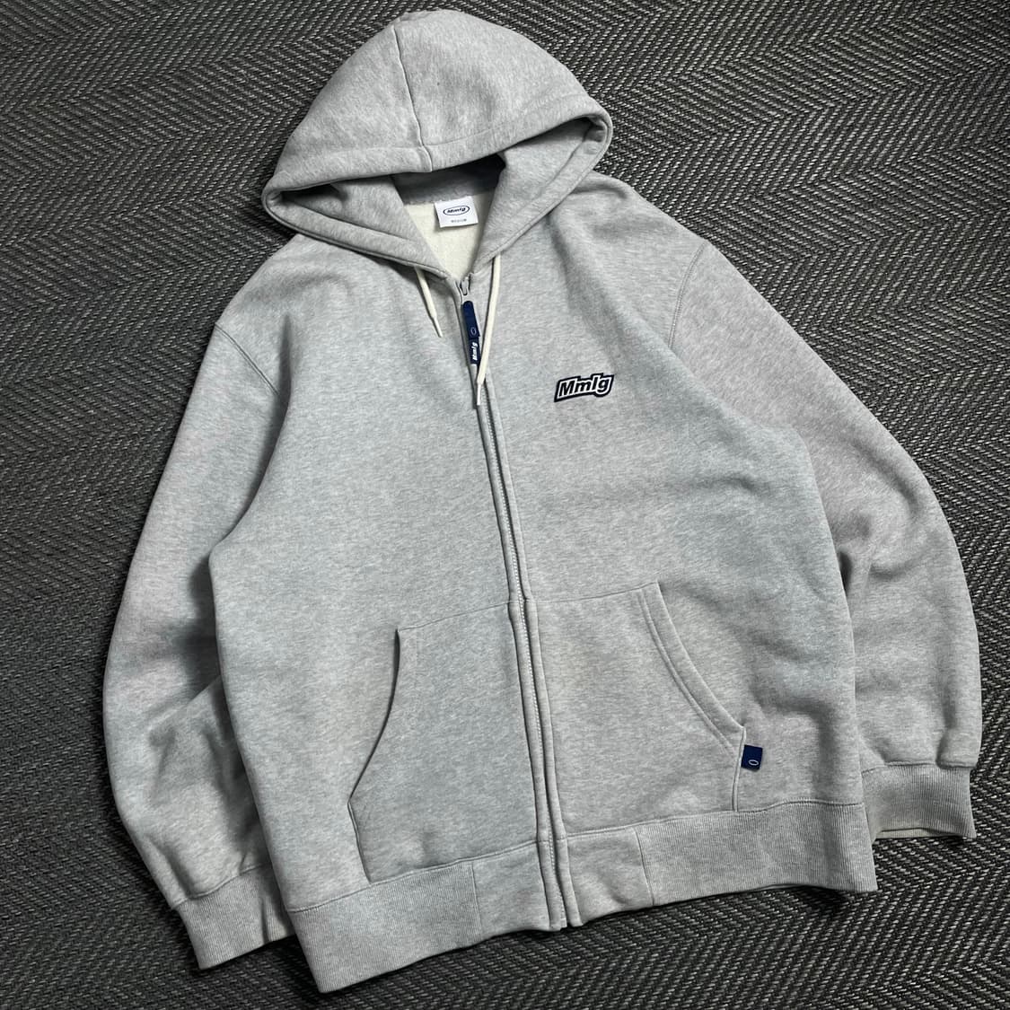 Mmlg 자수로고 박시핏 후드 집업 그레이y 4732 상품이미지1
