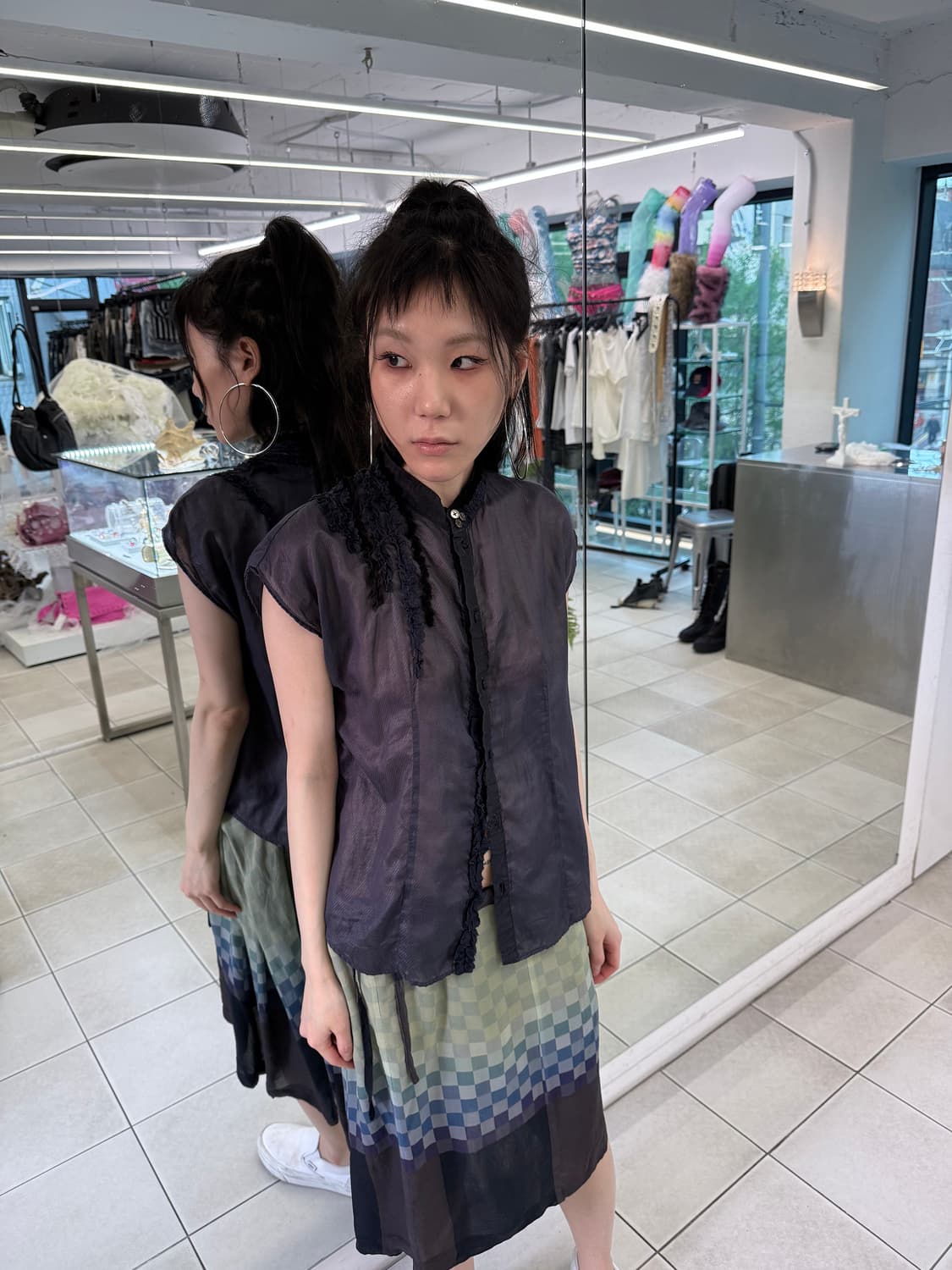 silk block skirt 상품이미지2