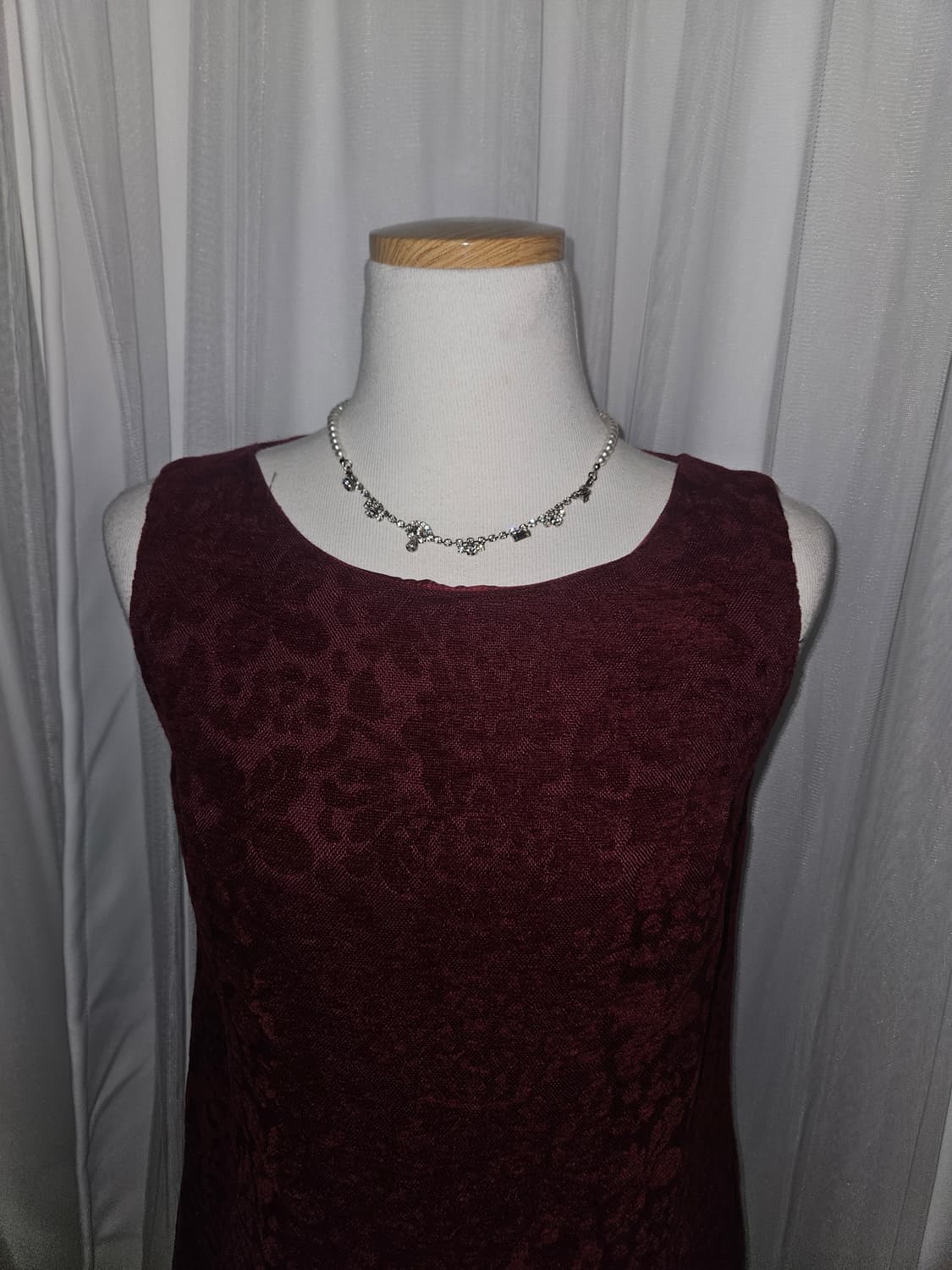 proportion 다크체리 자카드 패턴 미니 드레스 상품이미지2