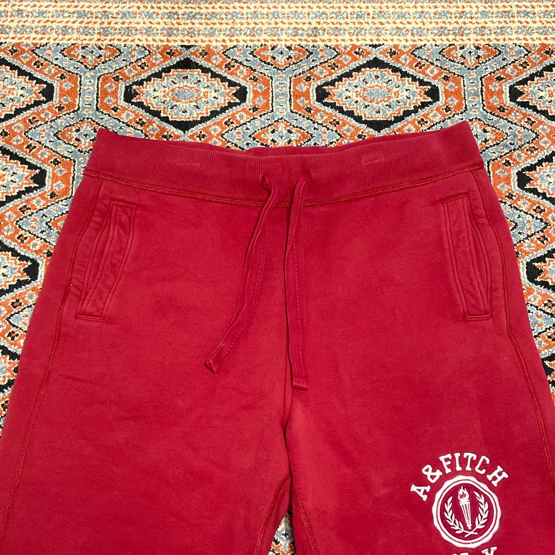 아베크롬비 피치로고 레드 기모 반바지 남성L 상품이미지2